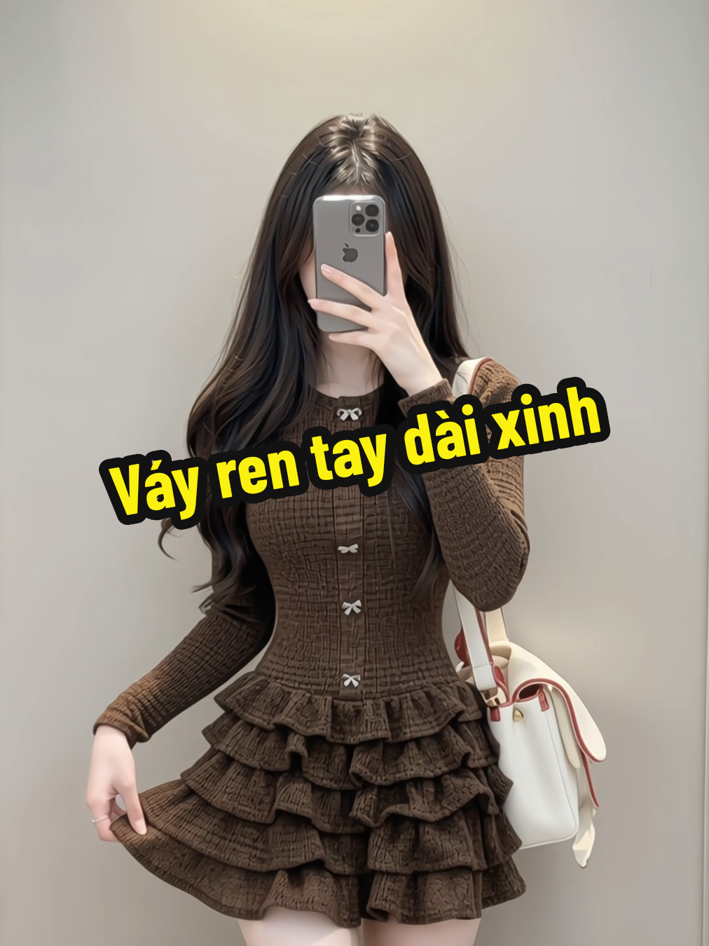 Váy ren tay dài lên form xinh xỉu , phong cách tiểu thư , cá tính 1 xíu dành cho các nàng , mà ẻm nó đang sa le á #xinhdepmoingay #outfitxinh #thoitrangnu #xuhuong 