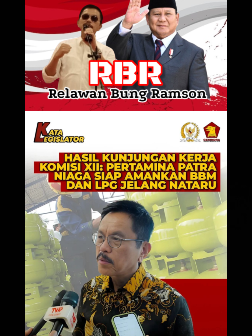 Anggota Komisi XII DPR RI, Dr. Ramson Siagian, memastikan kesiapan Pertamina, khususnya subholding Pertamina Patra Niaga, dalam mengamankan ketersediaan BBM dan LPG menjelang perayaan Natal dan Tahun Baru (Nataru).  Berdasarkan hasil kunjungan kerja Komisi XII ke sejumlah daerah, Ramson menyebut bahwa stok energi untuk masyarakat telah dipersiapkan dengan optimal guna mengantisipasi meningkatnya kebutuhan selama musim libur akhir tahun. “Menjelang tahun baru, dari hasil kunjungan kerja kami ke daerah, Pertamina khususnya Pertamina Patra Niaga sudah mempersiapkan dengan baik agar ketersediaan BBM dan juga LPG di masyarakat itu betul-betul tersedia,” ujarnya di Gedung Nusantara I. Sebagai langkah lanjutan, Komisi XII akan menggelar rapat khusus tambahan dengan Pertamina Patra Niaga pada awal Desember. Rapat tersebut akan membahas strategi distribusi dan pengamanan suplai, terutama di wilayah yang berpotensi mengalami lonjakan permintaan. Ramson menegaskan bahwa Komisi XII berkomitmen memastikan seluruh mitigasi dan persiapan berjalan maksimal demi kenyamanan masyarakat selama masa liburan. 📲 Baca selengkapnya di: 👉🏻https://www.fraksigerindra.id/hasil-kunjungan-kerja-komisi-xii-pertamina-patra-niaga-siap-amankan-distribusi-bbm-dan-lpg-jelang-nataru/ #KataLegislator #RamsonSiagian #KomisiXII #PertaminaPatraNiaga #EnergiUntukNataru @Maz_Roeryx 