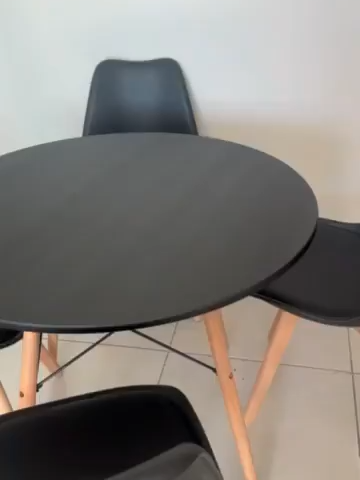 Conjunto Sala de Jantar Mesa Eames 90cm + 4 Cadeiras Saarinen Núcleos Madeira