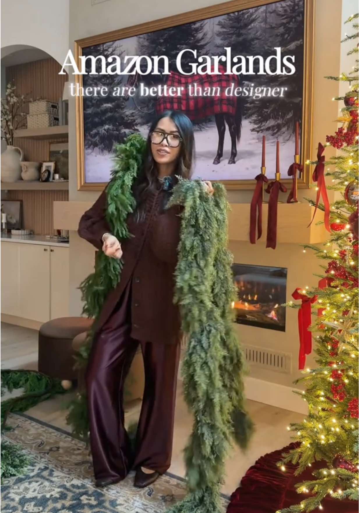 I bought seven different garlands to test and these two were the winners. First is the lush cedar. Second is the mixed pine. #amazonhome #amazonfinds #christmasgarland #christmasdecor