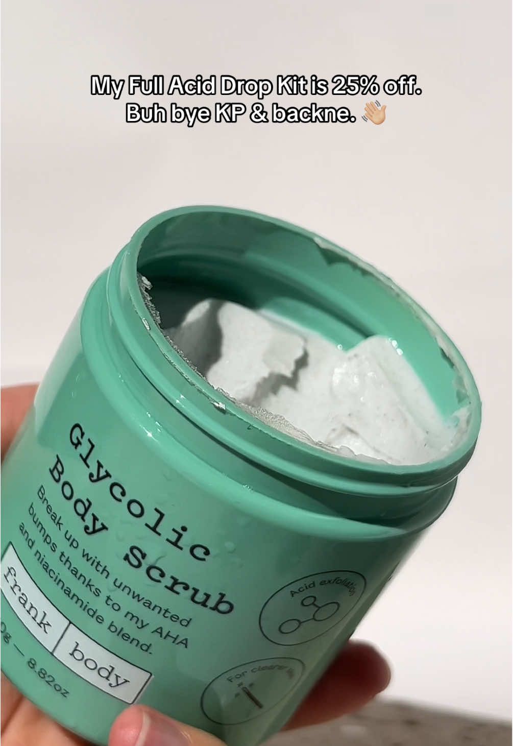 Buckle up for the smoothest trip of your life. My bump-busting kit is here to wash, scrub, treat and smooth for 25% less. Shop my Hot Take Sale exclusively on my site. #frankbody #glycolicacid #bodyscrub #bodylotion #acnetreatment #kerotosispilaris 