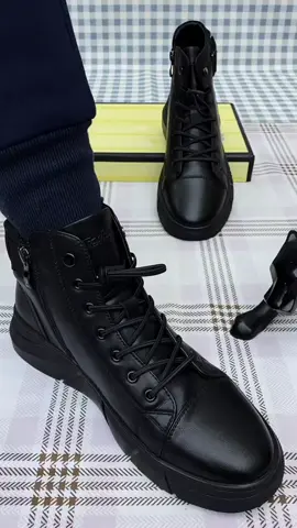 Giày Cổ Cao Nam Da PU Black #giaycaoco #giaynam #giaybotnam #xuhuong 