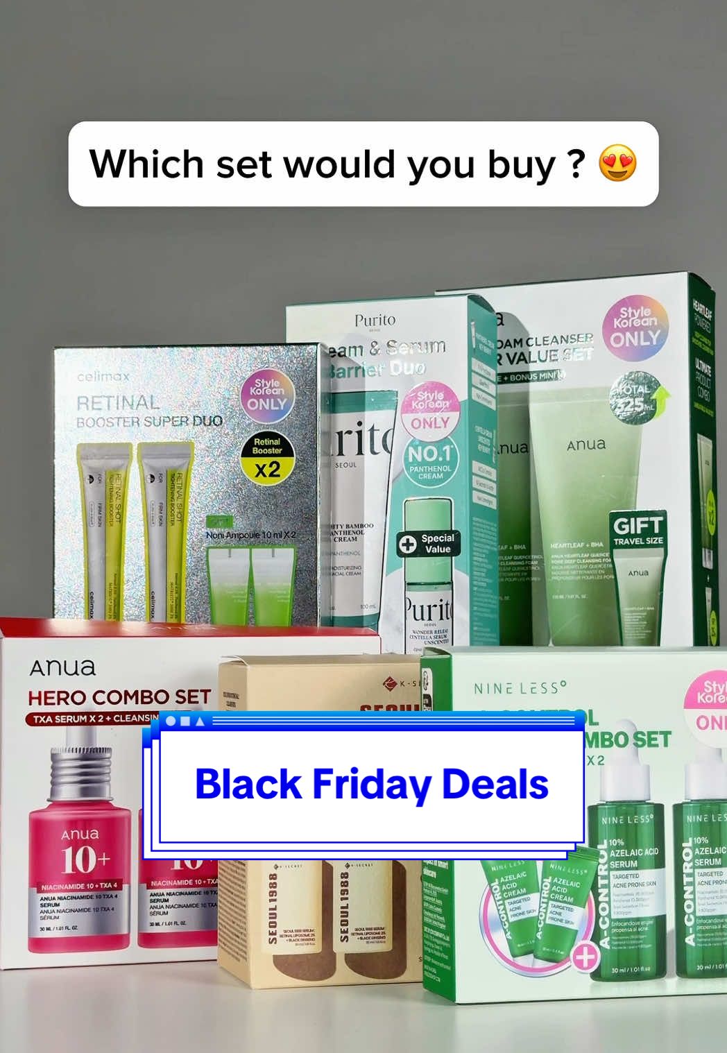 StyleKorean Black Friday hits DIFFERENT 🔥 up to 65% off on our very special StyleKorean Only Sets! ⚠️Starts tomorrow 11/21 until 12/01⚠️ 👉🏻 Limited stocks available so be sure to save this video and check our link in bio !! ✨ @PURITO SEOUL @celimax.global @secretkey_official  @anua_global @nineless_official  #blackfridaydeals #blackfridaysale #holidaydeals #beautydeals #bestdeals #salealert #ShoppingSpree #dealhunters #kbeauty #stylekorean #stylekorean_global #celimax #secretk #nineless #anua #purito