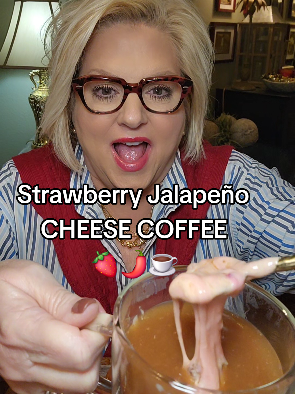 Strawberry Jalapeño CHEESE COFFEE 🍓🌶☕️ #coffee #coffeetok #coffeetiktok #cheese #comfortfood 