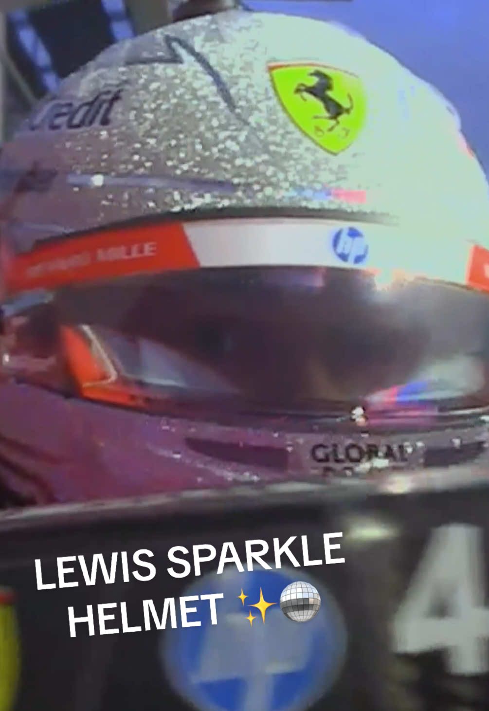 alexa, play sparkle & shine ✨🪩 nobody is going to miss this special helmet 🤩 #F1 #lewishamilton #ferrari #lasvegasgp #sport 