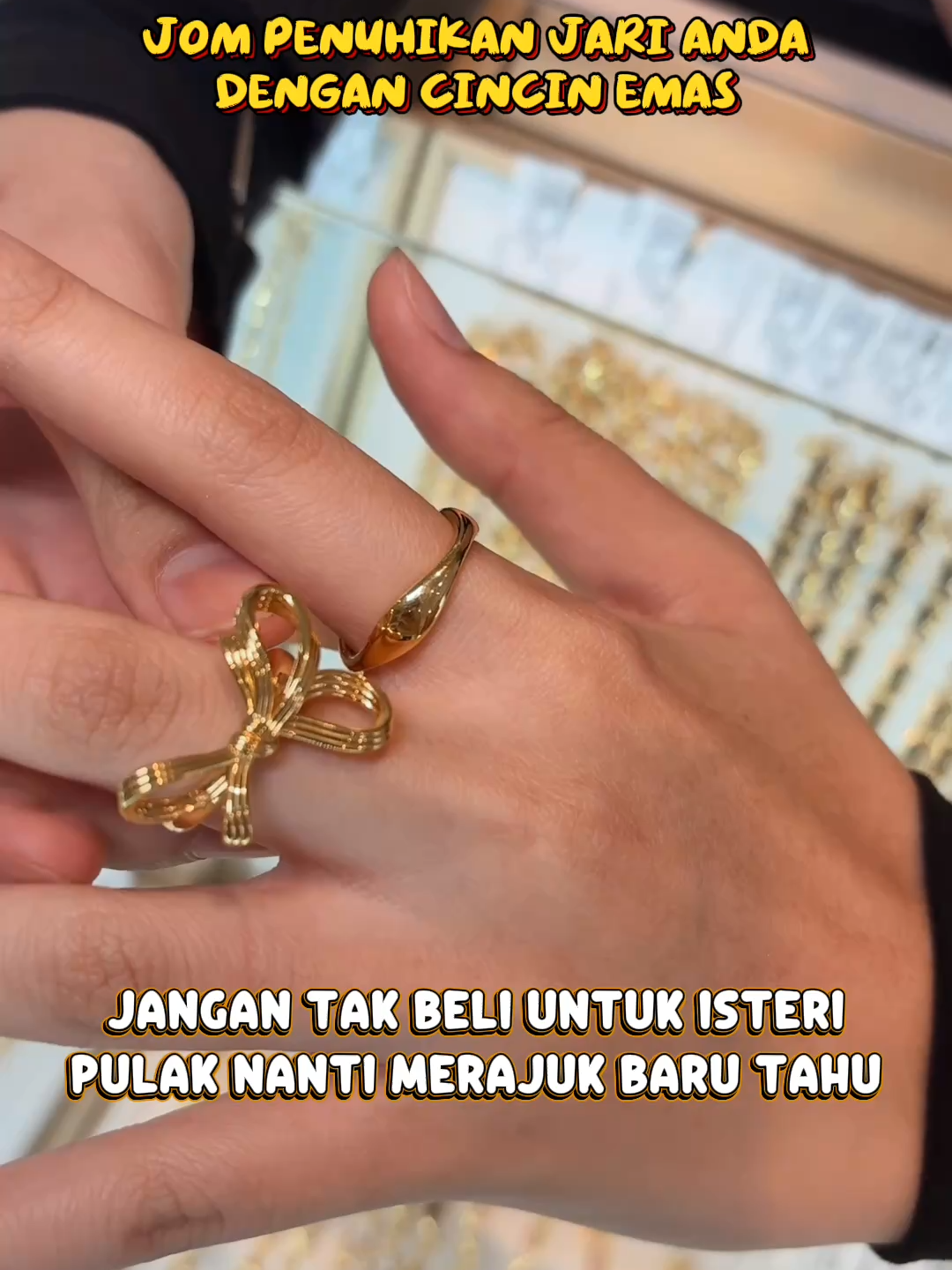 Jom penuhkan jari anda dengan cincin emas~ Jangan lupa beli satu untuk isteri tahu #masdora #emas916 #emas #fashion #gold #dailyvideo #pov #content #trending
