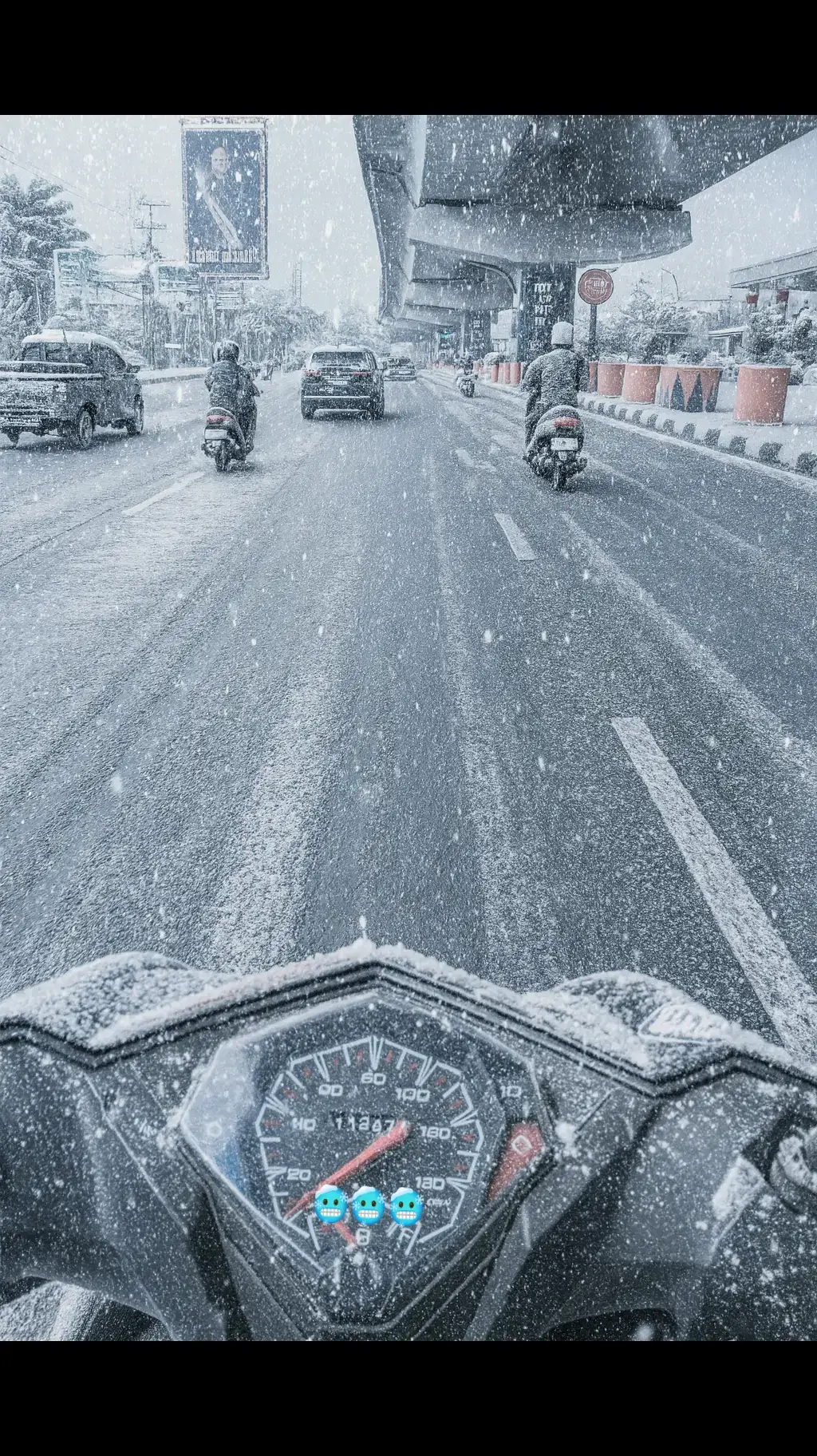 Pettarani dan saljunya#fyp #snow #makassar #winter 