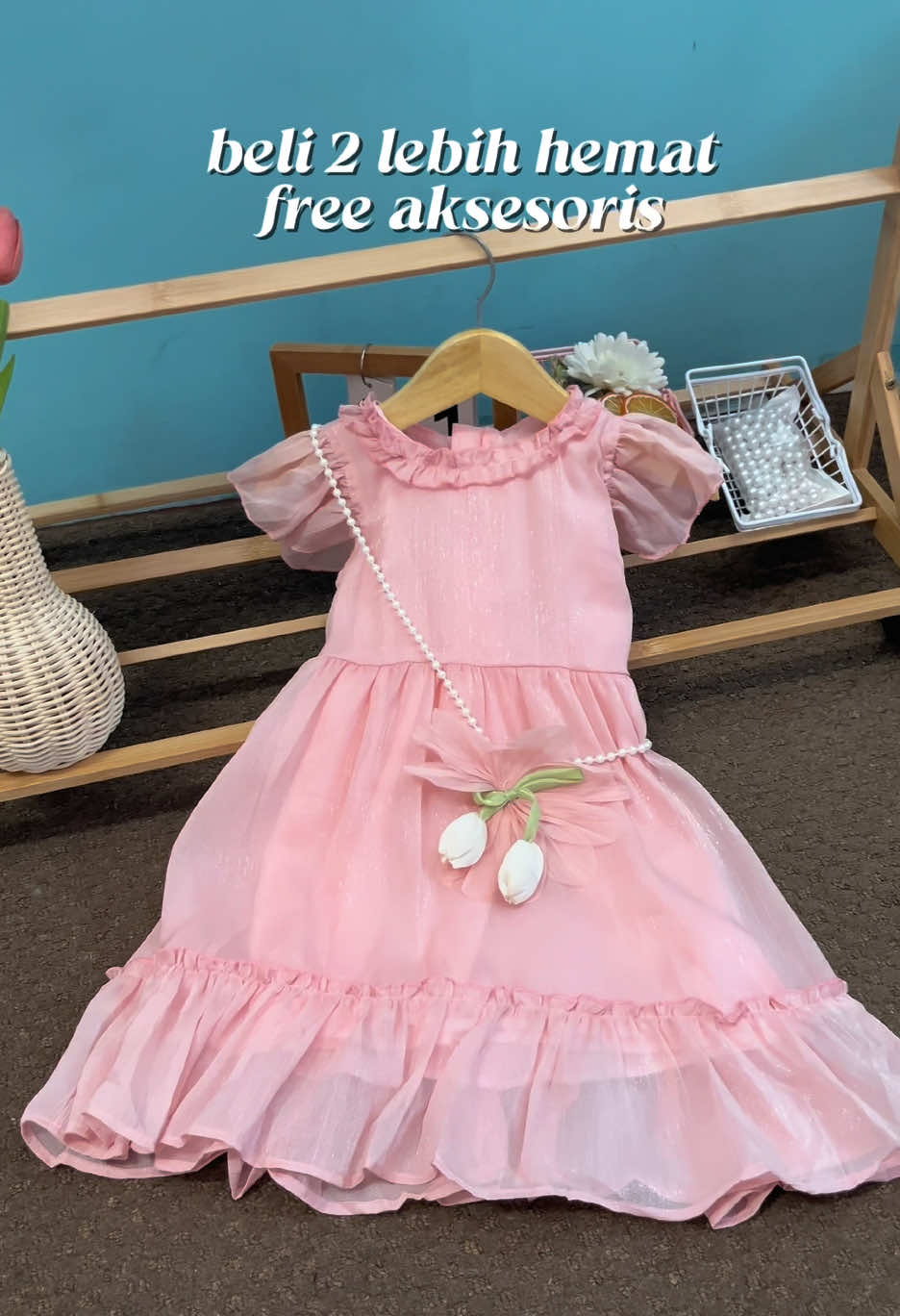 setiap pembelian free aksesoris model tas🛍️💖😍#outfitanakcewek#bajuanakperempuan#sweetiebloom#fyp#dressanak  