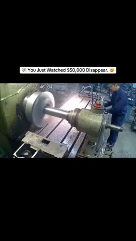 WATCH the terrifying moment a large industrial spindle loses control! This short captures a catastrophic failure during a heavy machining operation as the massive component suffers severe eccentric load or the chuck fails, causing the shaft to whip violently and crash into the machine housing. The chaos demonstrates the immense torque and destructive potential of large, rotating equipment. This is a critical near-miss and a powerful lesson in machine balancing, clamping safety, and why operators must stay vigilant.#cctvcamera #cctvfootage #nearmiss #workshoptiktok #workplacesafety 
