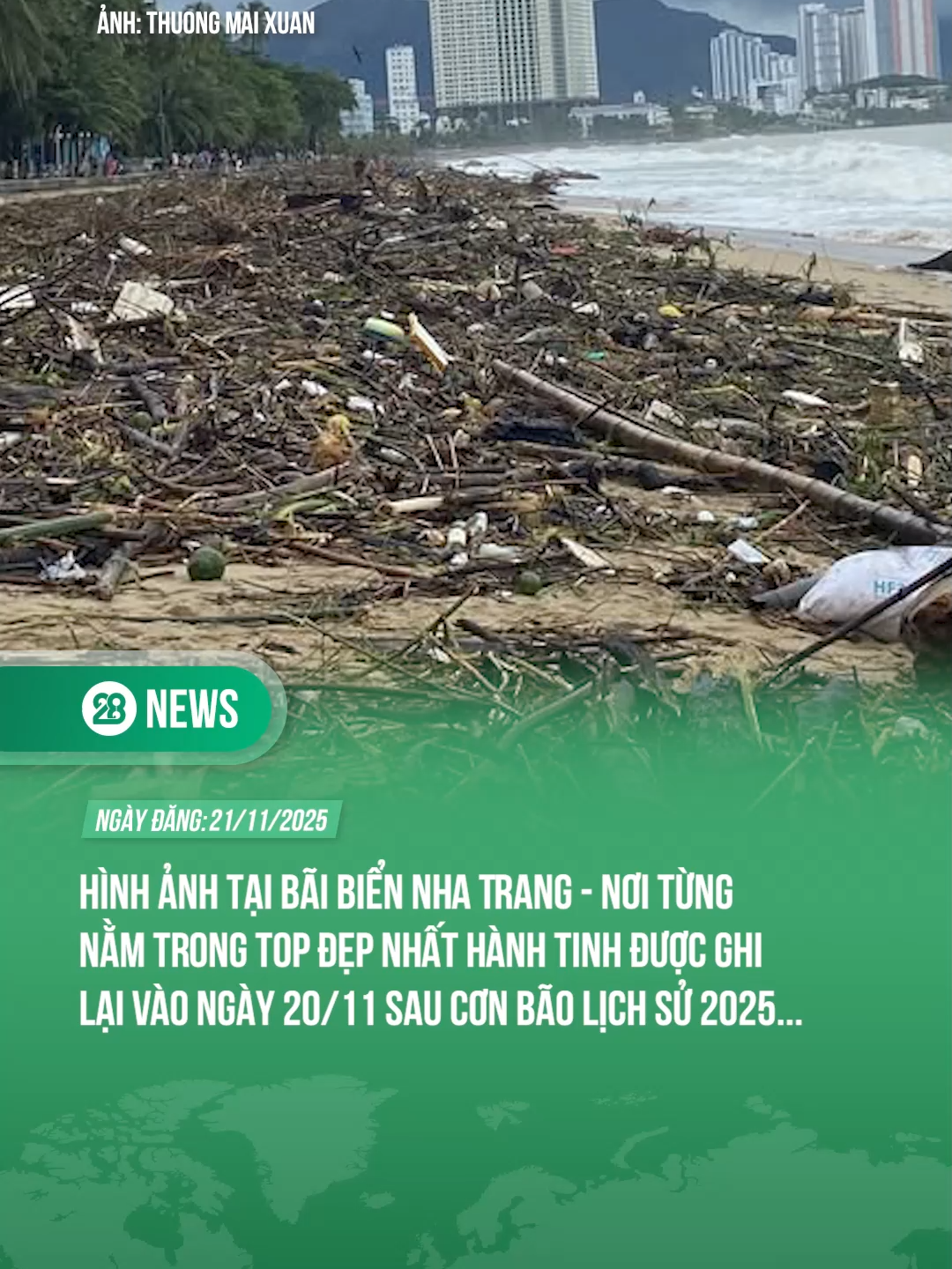 Hình ảnh tại bãi biển Nha Trang - nơi từng nằm trong top đẹp nhất hành tinh được ghi lại vào ngày 20/11 sau cơn bão lịch sử 2025...#tiktoknew #theanh28 #theanh28news