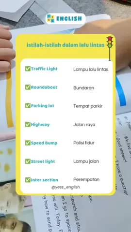 Istilah-istilah dalam lalu lintas apa ajasi?? 🤔#english #belajarbahasainggris #bahasainggris #yessenglish #vocabulary 