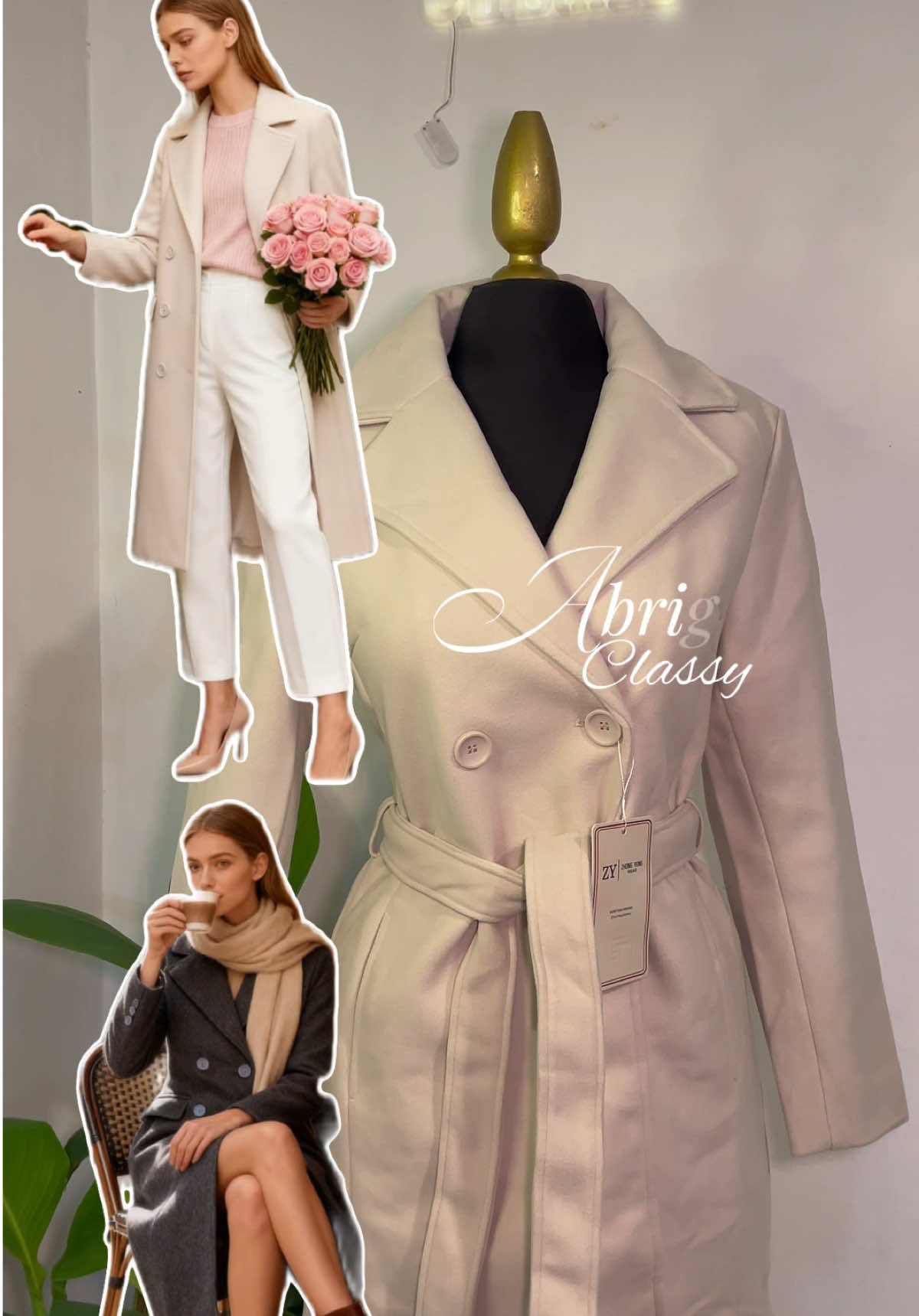 Abrigo súper elegante afelpadito por dentro 🫰🏻💛 #abrigo #abrigos #abrigosmujer #abrigosdeinvierno #abrigoslargos 