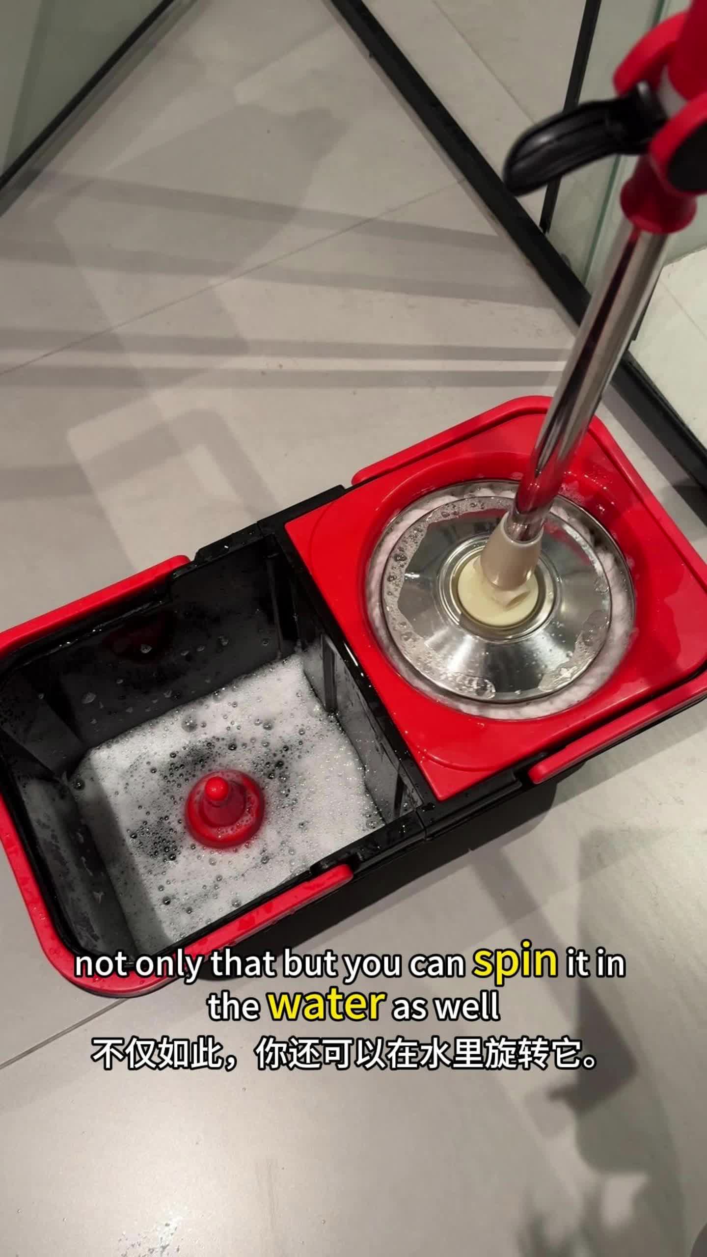 hands  free  washing  mop Rotary Mop and Bucket Set with 3 Microfiber Heads 50 Inch Handle 360 Degree System for Efficient Floor Cleaning Stainless Steel 