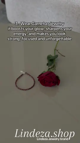 Garnet awakens your inner fire and helps you reconnect with your confidence in the most radiant way. It gives you a bold, empowered presence that people instantly notice. When you wear it intentionally, you show up with strength, clarity, and a glow that says you moved on - and trust me, they feel it! #garnet #garnetjewelry #crystaljewelry #crystals