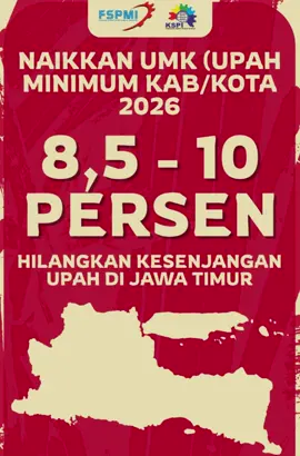 Surabaya, 21 November 2025 — Konfederasi Serikat Pekerja Indonesia (KSPI) bersama Federasi Serikat Pekerja Metal Indonesia (FSPMI) di Jawa Timur bersiap menggelar aksi unjuk rasa besar-besaran pada Senin, 24 November 2025, menuntut kenaikan upah minimum tahun 2026 dan menolak kebijakan pengupahan yang dianggap merugikan pekerja. Aksi ini merupakan bagian dari gelombang protes nasional yang digagas oleh buruh setelah pergeseran jadwal aksi serentak yang semula direncanakan pada 22 November. ✊ Tiga Tuntutan Utama Buruh Jawa Timur Dalam materi kampanye dan video yang beredar, buruh Jawa Timur secara tegas menyuarakan beberapa tuntutan utama menjelang penetapan Upah Minimum Provinsi (UMP) dan Upah Minimum Kabupaten/Kota (UMK) 2026: 1. Kenaikan UMK 2026 Sebesar 8,5%–10%: • Buruh menuntut kenaikan Upah Minimum Kabupaten/Kota (UMK) tahun 2026 di rentang 8,5 hingga 10 persen dan mendesak penghilangan kesenjangan upah antar-Kabupaten/Kota di Jawa Timur. 2. Kenaikan UMP Jawa Timur Menjadi Rp3,35 Juta: • Secara spesifik, buruh menuntut kenaikan Upah Minimum Provinsi (UMP) Jawa Timur menjadi Rp3,35 Juta. 3. Tolak Indeks Pengali Pemerintah dan Usulkan Indeks Buruh: • Buruh menolak keras usulan Pemerintah terkait penggunaan Indeks Tertentu (\alpha) sebesar 0.2 – 0.7 sebagai pengali pertumbuhan ekonomi dalam formulasi kenaikan UMK 2026. • Sebaliknya, buruh mendesak agar Pemerintah menetapkan dan menggunakan Indeks Tertentu (\alpha) di kisaran 1 hingga 1.5 persen sebagai pengali pertumbuhan ekonomi untuk perhitungan kenaikan UMK 2026. ⚠️ Kritik Pedas untuk Menteri Ketenagakerjaan Aksi ini juga diwarnai dengan kritik keras yang ditujukan kepada Menteri Ketenagakerjaan Yassierli, yang dalam poster buruh dituding sebagai 