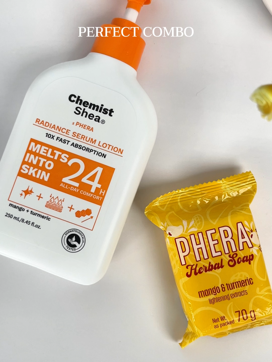 Unlock Your Natural Radiance! 🌟 Experience the luxurious Chemist Shea® Phera Radiance Serum Lotion with 10X fast absorption for 24-hour all-day comfort. Infused with mango and turmeric, it melts into your skin for a beautiful, subtle glow. 🎁 Limited-Time Offer: Buy 1 Radiance Lotion and Get 1 FREE Phera Herbal Soap! Treat your skin to this exquisite duo. Click the yellow basket to shop now! #chemistshea #phera #fyp #radiancelotion #pherasoap #lotionwhitening