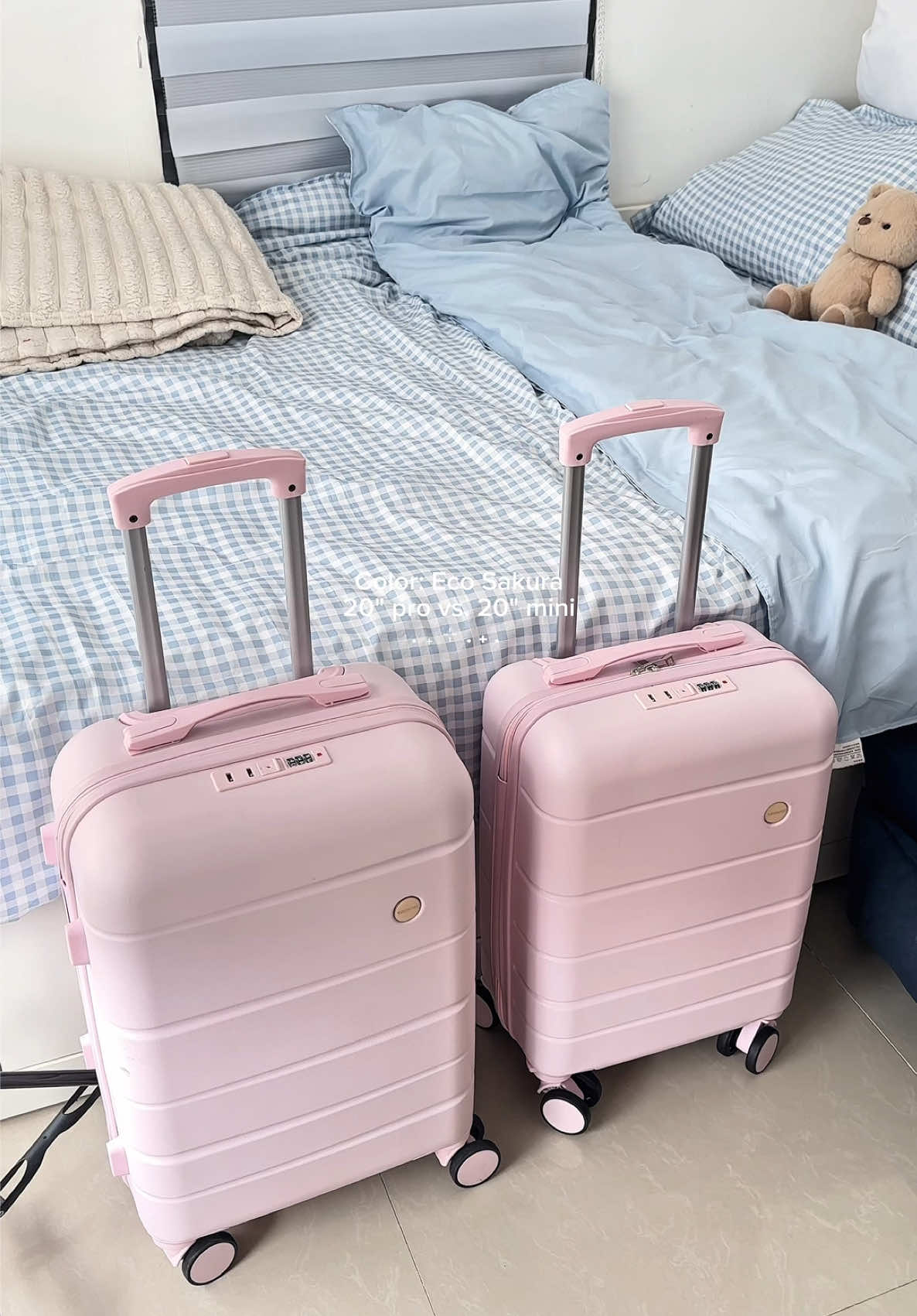 difference between 20” mini & 20” pro! 🤍 Tpartner Eco Series 🩷 #luggage #tpartner #pinkluggage 