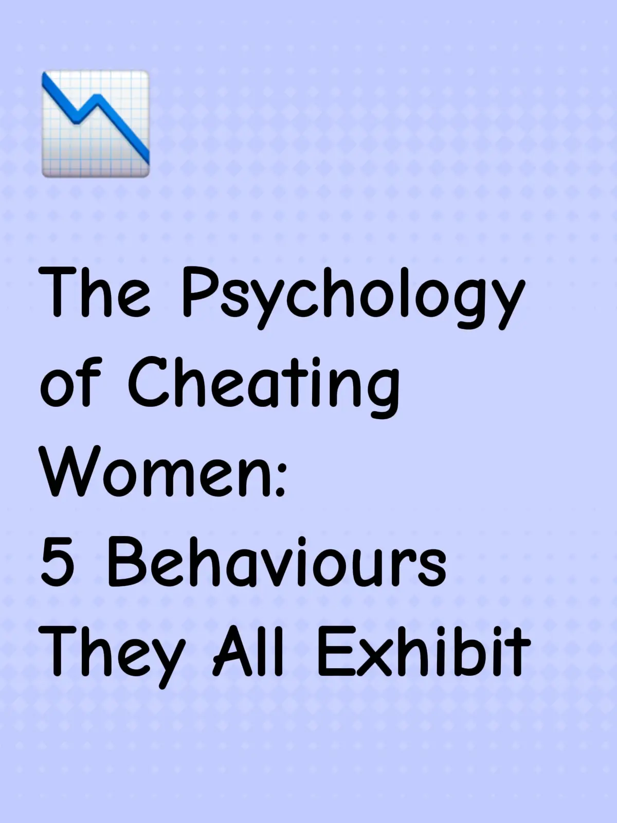 🟦 01 — She Becomes Emotionally Absent Before She Physically Leaves Her presence is there, but her heart is gone. She stops sharing, stops caring, and stops connecting. 🟦 02 — She Creates “New Boundaries” Overnight Suddenly you can’t touch her phone. Suddenly she's “too tired,” “too busy,” or needs “more space.” Distance is her new defence. 🟦 03 — She Complains About You More Than Usual Every small flaw becomes a big issue. She starts painting you as the problem— because guilt makes her rewrite the story. 🟦 04 — She Starts Investing in Someone Else Emotionally A new “friend.” A colleague she talks about too much. Someone who now knows more about her life than you do. 🟦 05 — She Changes Her Appearance for Someone Else’s Attention New hair. New nails. New wardrobe. When she’s cheating, she doesn’t upgrade for herself— she upgrades for her new audience. SUMMARY Cheating women don’t start with the physical. It begins with emotional withdrawal, secret boundaries, rewriting the narrative, investing in someone else, and transforming themselves for a new source of validation. #PainfulTruth #RelationshipCorner #CheatingPsychology #FemaleBehavior #ModernDating 