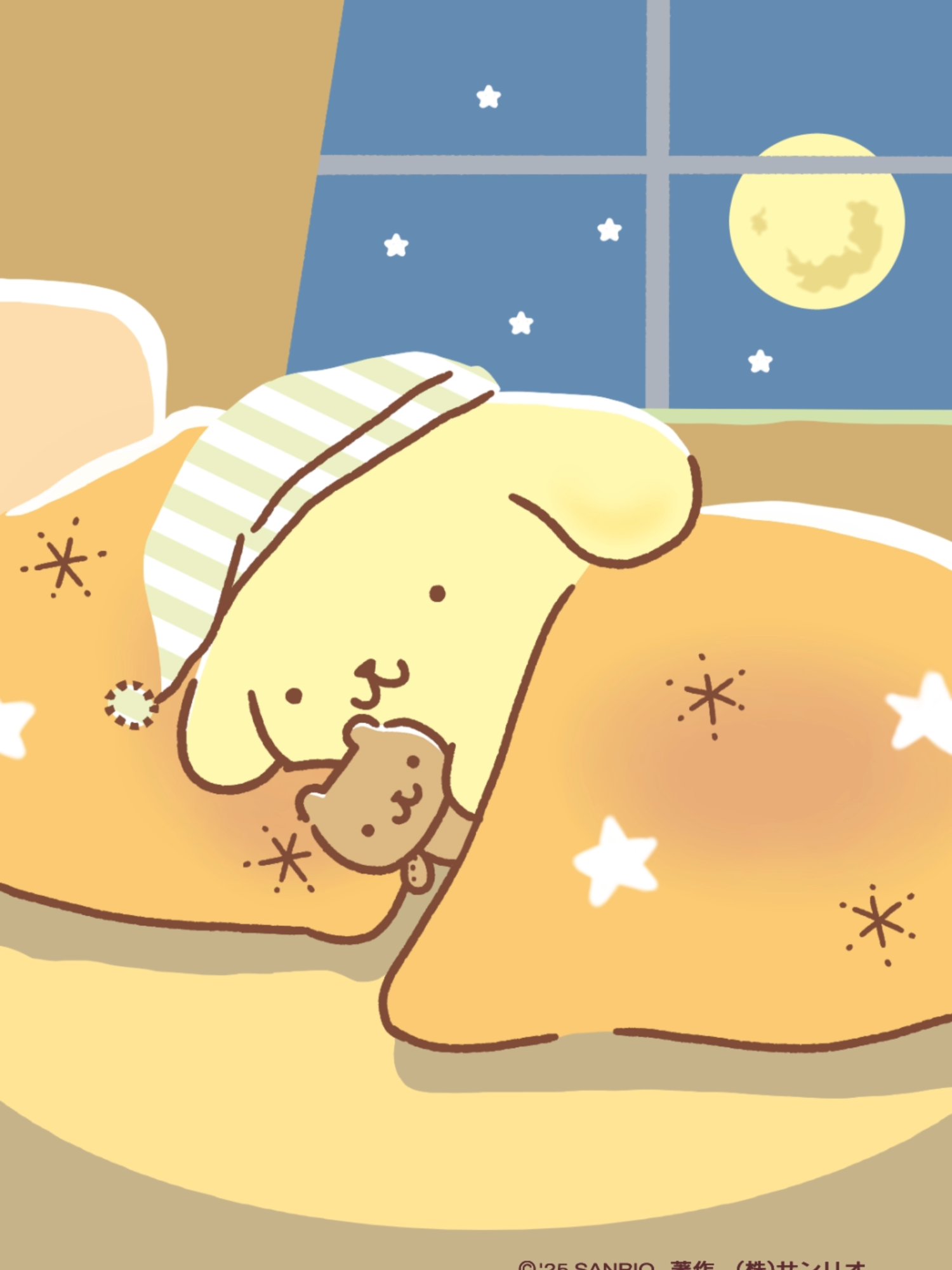 さみしい夜は、みんなの笑顔が浮かぶんだ。　#ポムプリアニメ#ポムポムプリン#POMPOMPURIN #sanrio #폼폼푸린 #エモ