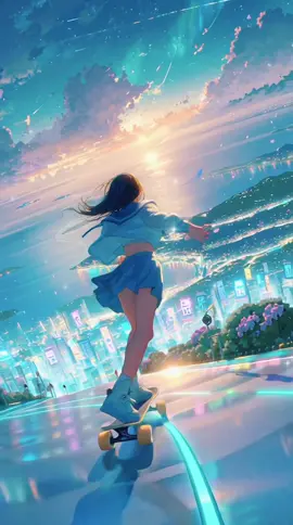 @ふじこ みんな久しぶり！ 元気だったかな？いつもありがとうございます❣️ 光の軌道をなぞるように滑り出す✨   夕映えの空で、物語の続きを描いていく。 #AIart #midjourney #DreamSkater #skategirl #夜景 #未来 🖋 noteを読んでくださった皆さま、本当にありがとうございます！   これからもMidjourneyの世界を一緒に楽しんでいきましょう🎨 👉 プロフィールリンクからどうぞ