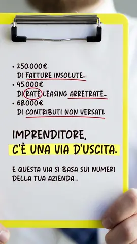 250.000€ di fatture insolute, 45.000€ di rate leasing arretrate, 68.000€ di contributi non versati 💔 Imprenditore, c'è una via d'uscita. E questa via si basa sui numeri della tua azienda. 363.000€ totali di esposizione possono sembrare un abisso invalicabile. Ma analizzando i numeri giusti scopri dove l'azienda perde liquidità: margini troppo bassi su certi clienti, costi occulti che erodono cashflow, tempi di incasso troppo lunghi. La via d'uscita non è prendere altro debito o tagliare a caso - è capire esattamente dove si genera e dove si disperde liquidità. Poi intervenire chirurgicamente: rinegoziare dilazioni, migliorare margini immediati, accelerare incassi, eliminare perdite nascoste. Ho visto aziende ripartire da situazioni peggiori controllando finalmente i numeri veri. Prima si interviene con metodo, più opzioni rimangono disponibili. Ma serve agire ora, non quando sarà troppo tardi. #fatttureinsolute #leasing arretrato #contributinonversati #viaduscita #analsiinumeri #cashflow #controllodigestione #PMIitaliane #imprenditorialità