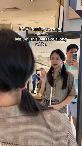 Patience is key when she; Stop, look, and check her make up/ outfit kapag may salamin. #fyp 