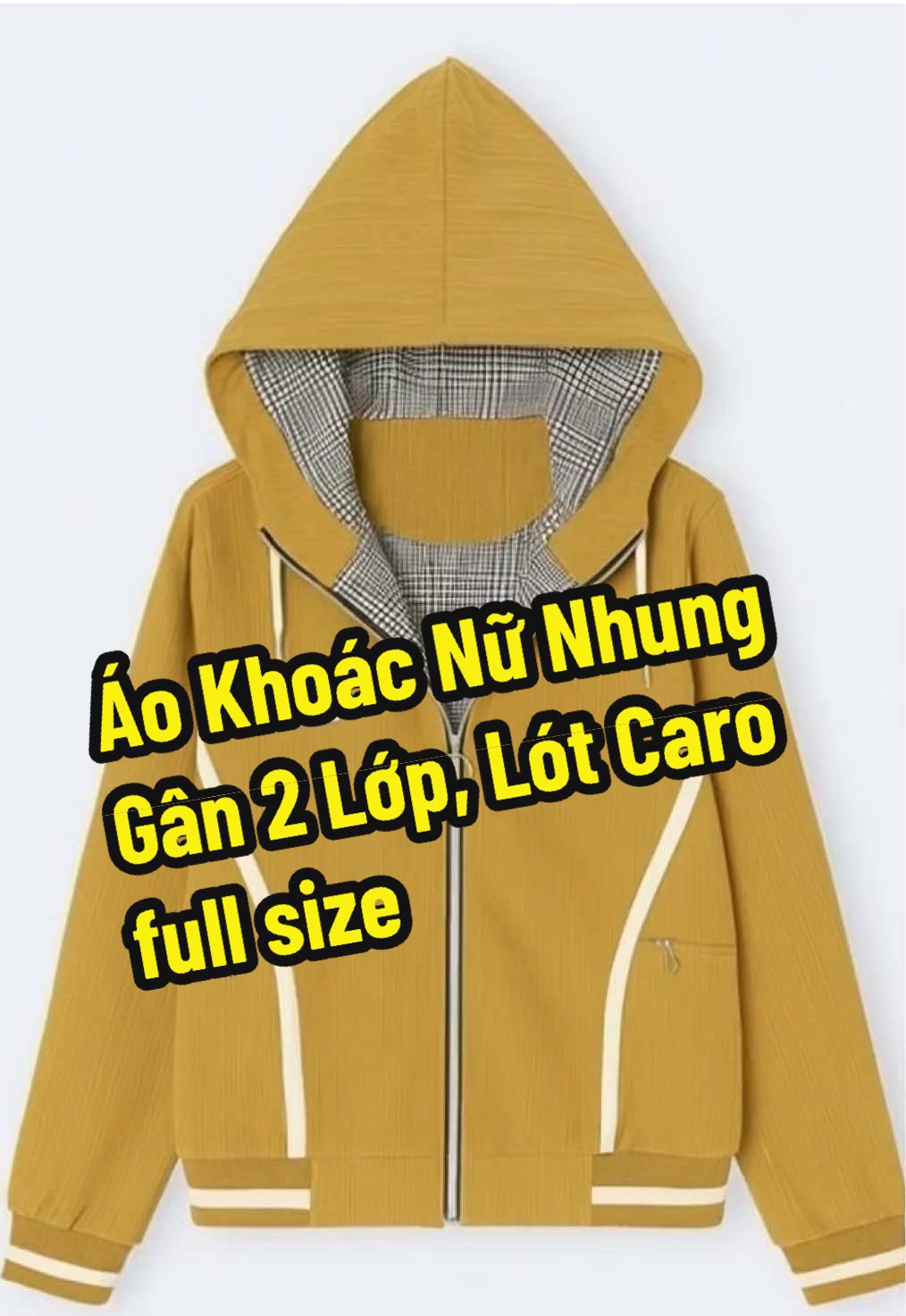 Áo Khoác Nữ Form Rộng - Ao Khoác Nhung Gân 2 Lớp, Lót Caro full size ML Dưới 80kg. Jacket Top #aokhoac #aokhoacnu #hoodie #thoitrangnu 