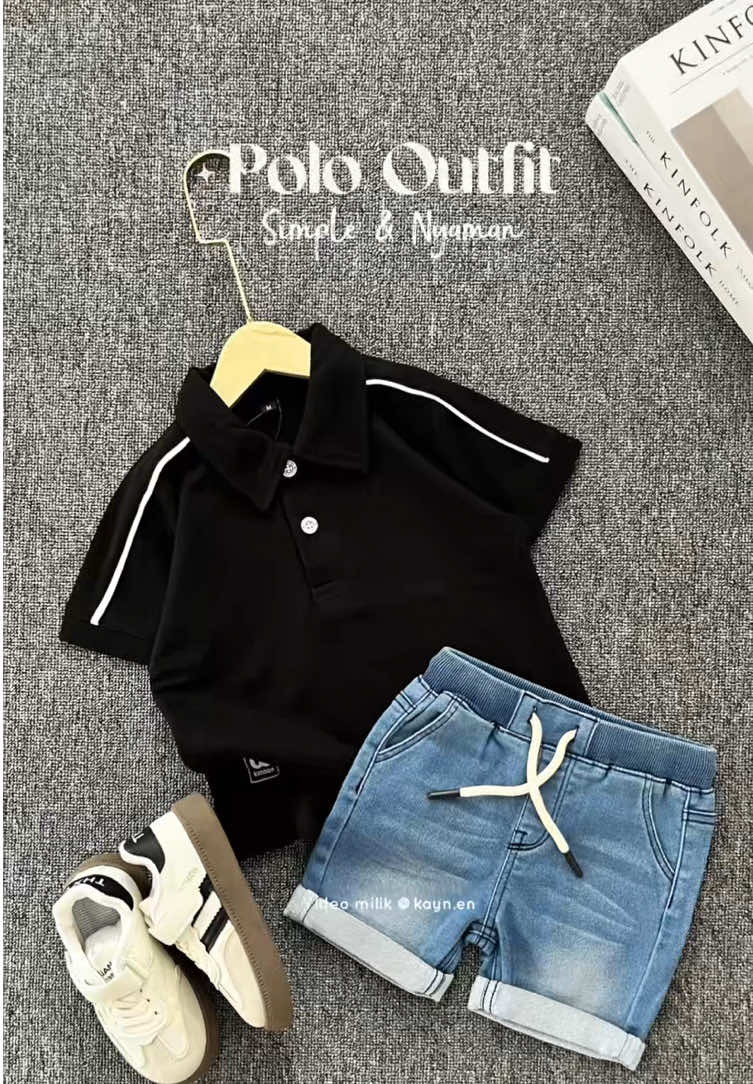 Mix n match kaos polo & celana jeans pendek #ootdanakcowok #kaospoloanak #poloshirt #fyp 