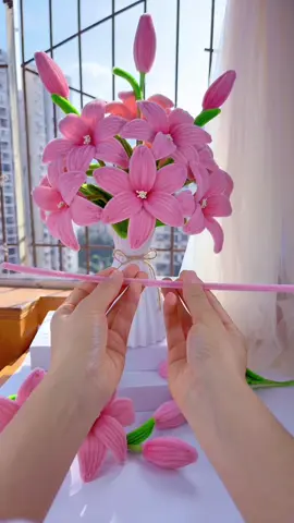 Làm cành hoa ly bằng kẽm nhung #lamhoa #toptrending 