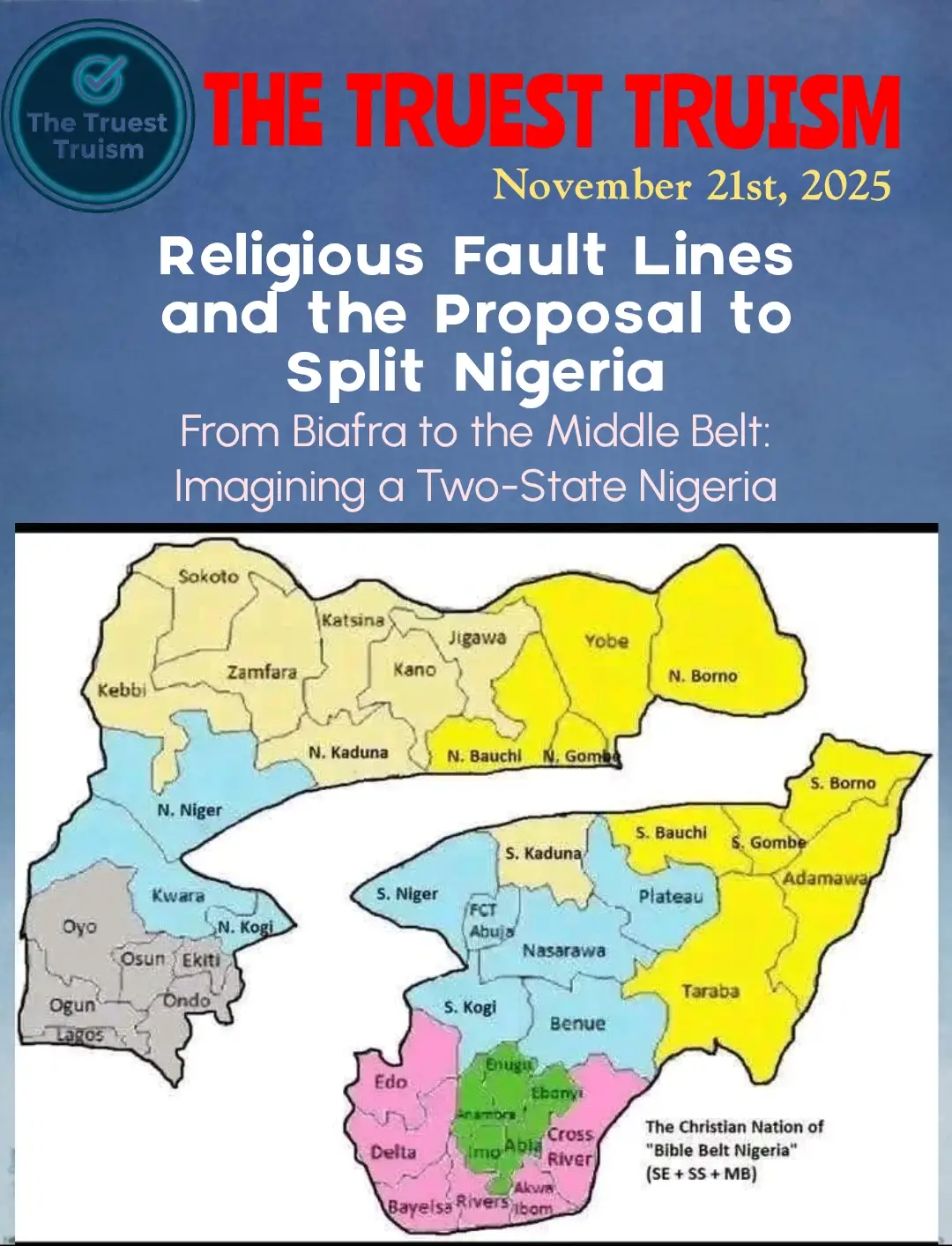Nigeria’s Fragmentation Debate: A “South Sudan Formula” Perspective 🌍 Background Nigeria, Africa’s most populous country, is a mosaic of ethnic, religious, and cultural identities. The Middle Belt serves as a transition zone between the Muslim-majority North and Christian-majority South, hosting dozens of minority groups with diverse languages and traditions. Meanwhile, the Indigenous People of Biafra (IPOB) continue to push for independence through nonviolent advocacy, citing historical grievances from the Nigerian Civil War and ongoing marginalization. ⚖️ The “South Sudan Formula” The idea of applying a South Sudan-style partition to Nigeria suggests dividing the country into two or more sovereign entities to reduce ethno-religious conflict. In this hypothetical model: - Yoruba, North West, and North East would form one government, reflecting shared political and religious alignments. - Biafra and the Middle Belt would constitute another entity, emphasizing Christian identity and minority rights. This mirrors South Sudan’s 2011 independence, which was intended to resolve decades of religious and ethnic conflict with Sudan. However, South Sudan’s subsequent instability raises questions about whether partition truly guarantees peace. 🔑 Key Considerations - Religious Identity: The North is predominantly Muslim, while the Middle Belt and South (including Biafra) are largely Christian. Partition advocates argue this could reduce sectarian violence. - Ethnic Complexity: Nigeria’s diversity is far greater than Sudan’s. The Middle Belt alone contains dozens of ethnic groups, making neat divisions difficult. - Separatist Agitations: IPOB’s push for Biafra independence reflects long-standing grievances. Their nonviolent approach contrasts with the militarized state response, which has deepened mistrust. - Risks of Fragmentation: South Sudan’s experience shows that new states can face internal divisions, economic hardship, and governance crises. Nigeria could risk similar instability if partition is pursued without robust frameworks for cooperation. 📌 Implications - Political: Partition could reshape West Africa’s geopolitics, potentially destabilizing ECOWAS and regional trade. - Humanitarian: Advocates frame it as a solution to what they describe as “Christian genocide,” but critics warn it could trigger mass displacement and renewed conflict. - Diplomatic: The U.S. has not officially endorsed such a plan. Any external involvement would be highly controversial, given Nigeria’s sovereignty and strategic importance. --- ✍️ Conclusion While the “South Sudan formula” is an evocative idea, Nigeria’s complexity makes partition a risky and uncertain solution. The real challenge lies in building inclusive governance, protecting minority rights, and addressing religious violence without dismantling the state. Movements like IPOB and Middle Belt advocacy highlight the urgency of dialogue, but history warns that fragmentation may not deliver the peace many hope for.  #NigeriaDebate    #SouthSudanFormula    #BiafraVoices   -#MiddleBeltMatters    #UnityOrDivision 