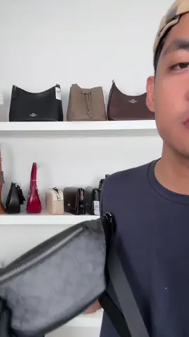 COACH FOR MEN WARREN MINI BELT BAG IN SIGNATURE CANVAS IN CHARCOAL/BLACK (CW369)