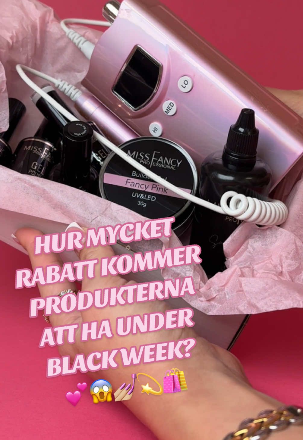 BLACK WEEK!! 🤩💅🏼🛍️💫 Mellan den 25-28 November är det mellan 20-70% rabatt i HELA shoppen!!! 😱💕🫣  #missfancy #nailproducts #blackweek #buildergel #superbonder 