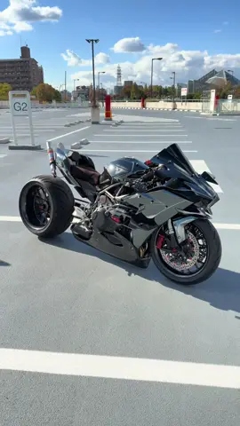 Dark machine, bright sky. 🚀 #NinjaH2 #KawasakiH2 #Hyperbike #Supercharged #CustomBike