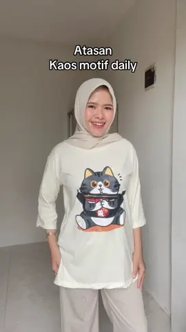 Atasan kaos motif daily #kaos #kaosmotif #kaoscewek #creatorsearchinsights 