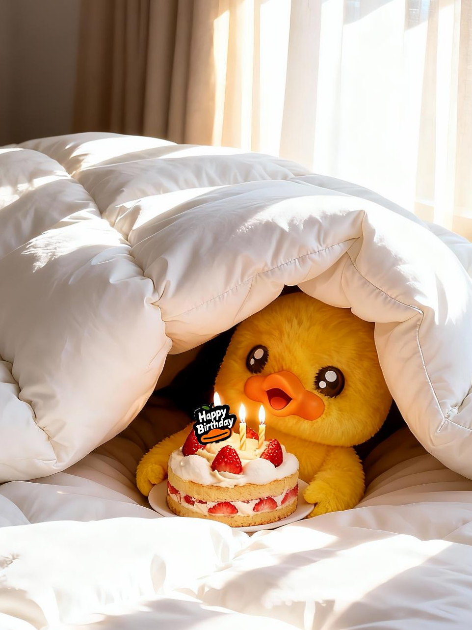 Happy Birthday To You! ❤️🎉 🥳 Wishing you a day as soft and warm as this morning. ☀️ #BDuck #happybirthday #birthday #cake #cute