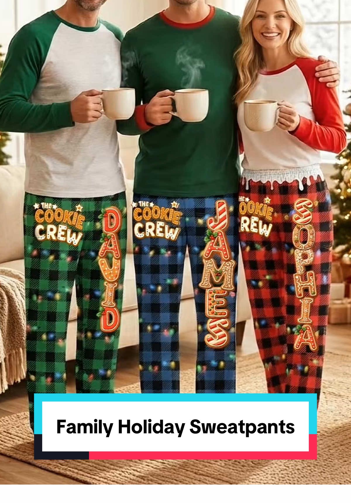 Stay cozy and festive in these fun “cookie crew” sweatpants for the whole family.  #macorner #cookiecrew #christmaspajamas #FamilyFun #gingerbreadchristmas 