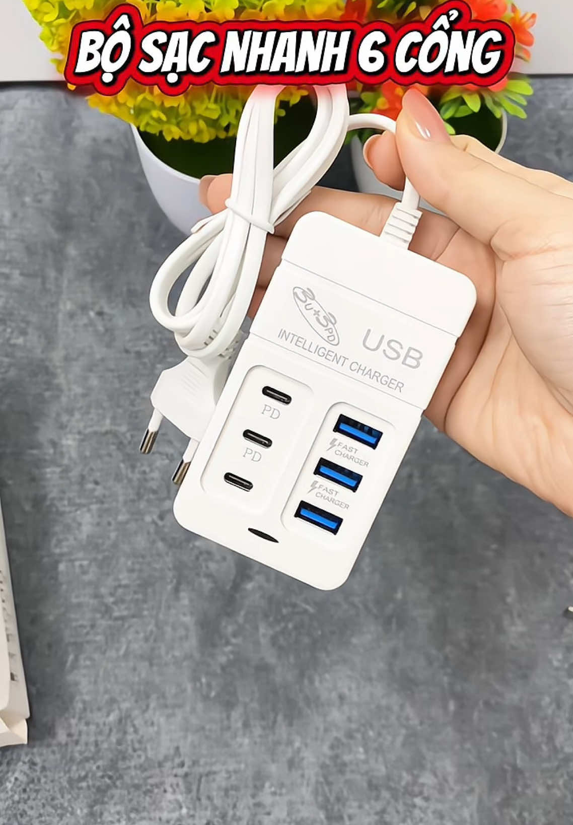 Bộ sạc nhanh đa cổng tiện sạc các loại thiết bị điện tử #bosacnhanh #bosacnhanh6cong #ocamsacdanang #xuhuong 