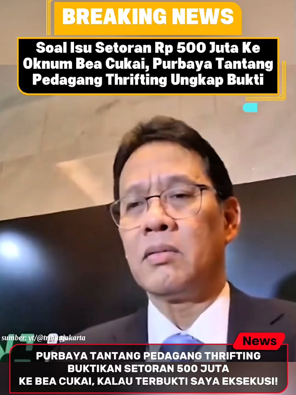 Soal Isu Setoran Rp 500 Juta Ke Oknum Bea Cukai, Purbaya Tantang Pedagang Thrifting Ungkap Bukti #purbaya #thrifting #beacukai #menkeu #fyp 