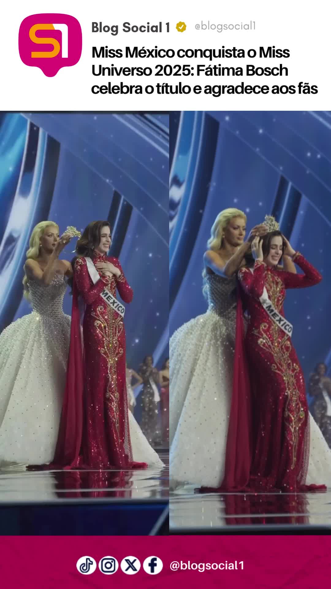 A mexicana Fátima Bosch, de 25 anos, brilhou no palco em Bangkok e foi coroada Miss Universo 2025, em uma noite marcada por emoção, beleza e representatividade. A final, realizada na Tailândia, consagrou a modelo como a nova dona da coroa e também trouxe destaque para o Brasil, já que Maria Gabriela Lacerda garantiu sua vaga entre as 30 finalistas, celebrando mais um resultado importante para o país no concurso. Horas após a vitória, Fátima fez sua primeira publicação como Miss Universo, agradecendo o apoio e refletindo sobre sua trajetória até o título. “Hoje confirmei novamente que o que Deus tem destinado para você, nem a inveja impede, nem o destino aborta, nem a sorte muda. Viva Cristo Rei”, escreveu a mexicana em um post carregado de emoção e gratidão. A nova Miss promete viver o reinado com propósito, fé e orgulho de representar seu país diante do mundo. 📷: reprodução/ redes sociais #MissUniverso2025 #FatimaBosch #MissMexico #Beleza #ConcursoDeBeleza *jn *digital #digital