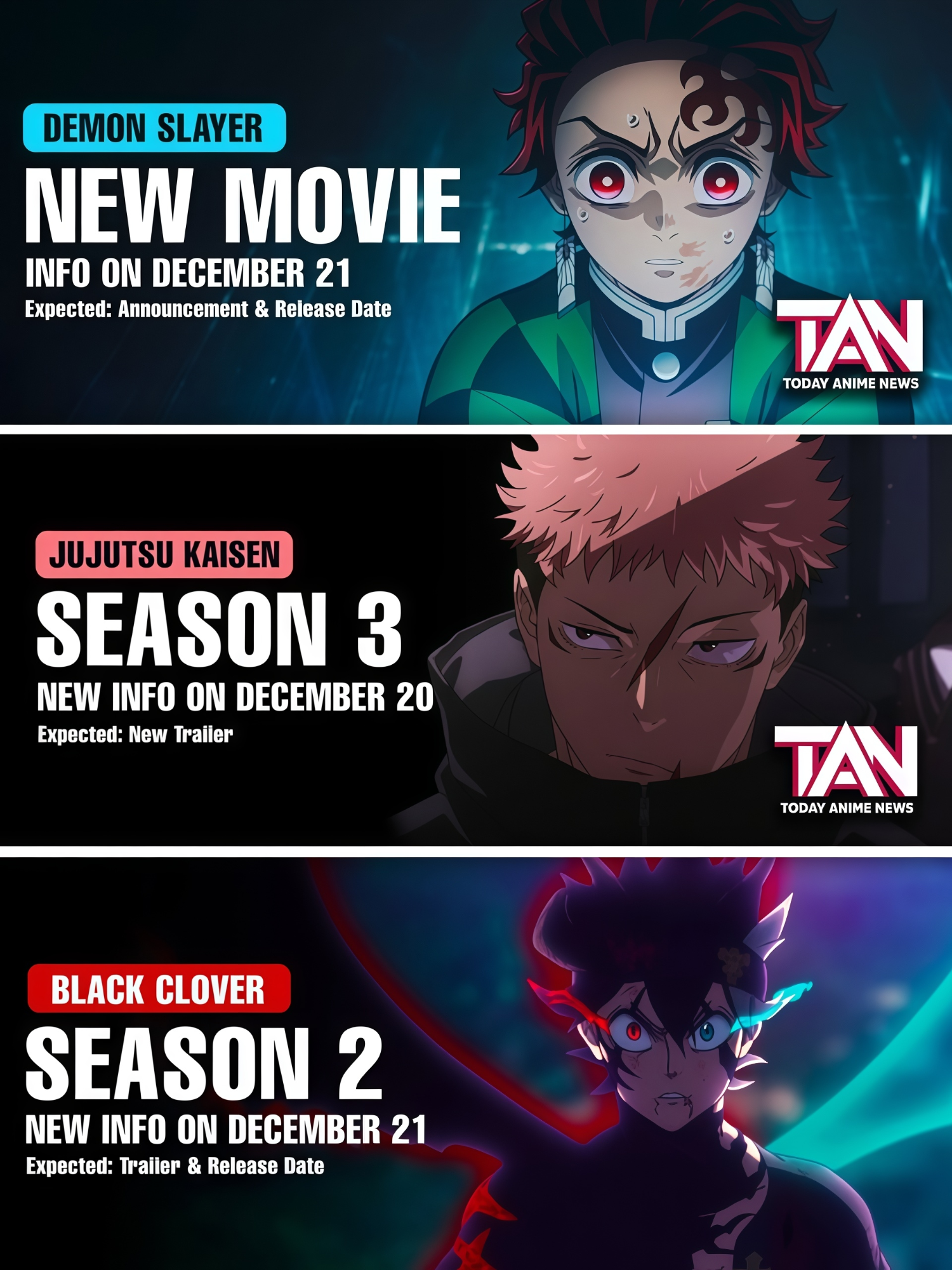 Tiga pengumuman anime yang mendapatkan info baru ditanggal 20-21 Desember!  1) Kimetsu no Yaiba: Demon Slayer Movie 