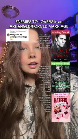 Replying to @nicolejanaereads i hear wedding bells Dance of Thorns by Jagger Cole is a dark enemies to lovers forced marriage secret society mafia romance  - Enemies to Lovers - Forced Marriage - Black Cat FMC - Morally Grey MMC - Ballerina x Bratva - Secret Society - Angst - 💀 Besties Fiancé Emperor of Havoc by Jagger Cole is a dark enemies to lovers forced arranged marriage forced proximity he falls first mafia romance - Enemies to lovers - Nonverbal fmc - Psycho meets his match - Man obsessed - Female led mafia - Steamy app - Masked Man - Love bites - Hand necklaces - Good girl - - Unhinged MMC - Brat - Pierced MMC Hateful Games by Simran is a dark enemies to lovers arranged marriage billionaire angsty romance  - rival families - arranged marriage - smarty pants fmc - OTT possessive mmc - goth Barbie - Banter af - Push and pull - steamy - tension af -angsty #bookrec #romancebooks #enemiestoloversromance #mafiaromance #arrangedmarriagetrope 