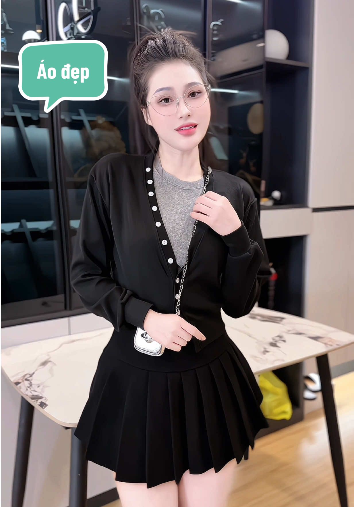 Set Áo Len Cadigan Kèm Áo Ba Lỗ #thoitrangnu #aodep #set2chitiet #viral 