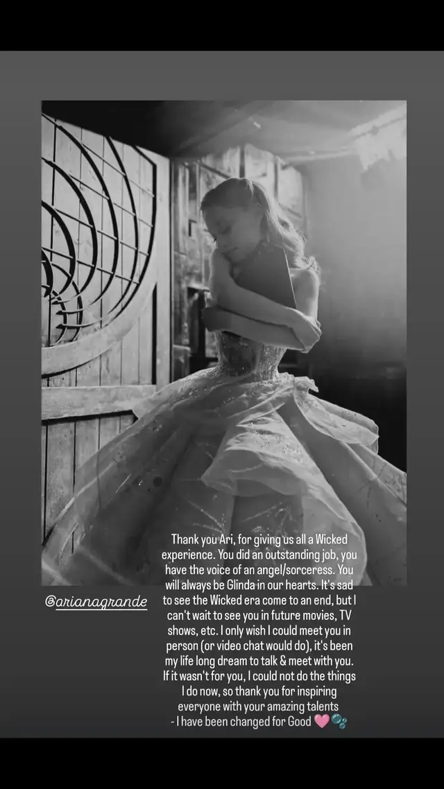 I will always cherish the Wicked experience you and your team have given us.🥹🩷🫧 #wickedforgood #glinda #arianagrande #elphaba #thewizardofoz @arianagrande @Cynthia Erivo @Wicked: For Good 