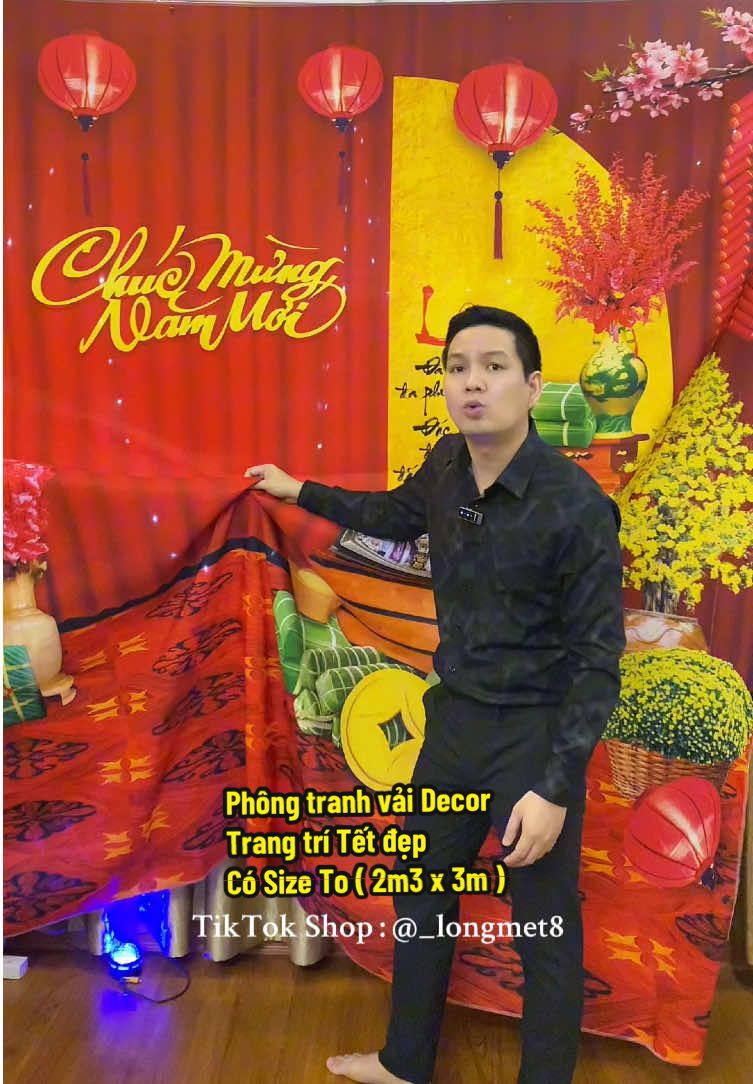 Tranh Tết , Phông tranh vải Decor Trang trí Tết , có Size ( 2m3 x 3m ) [ P1022 ] #_longmet8  #tiktokshop  #phongnentrangtritet  #decortet 
