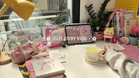 💗🎀 Nay đổi góc bàn sang màu hồng nha ꒰◍ᐡᐤᐡ◍꒱🎀💗 #Vlog #studywithme #studytok #ielts #studyvlog 