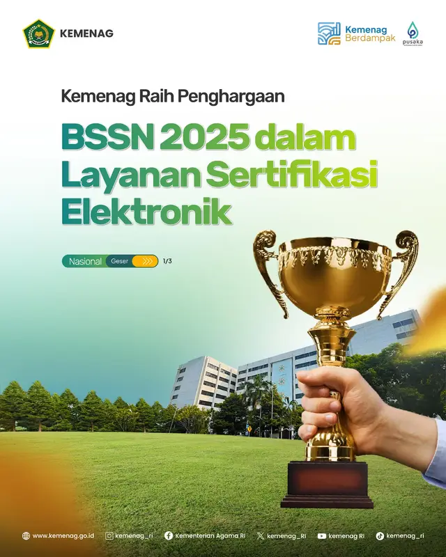 ​Kementerian Agama kembali mencatat prestasi nasional di bidang transformasi digital dan keamanan siber! ​Kemenag meraih 