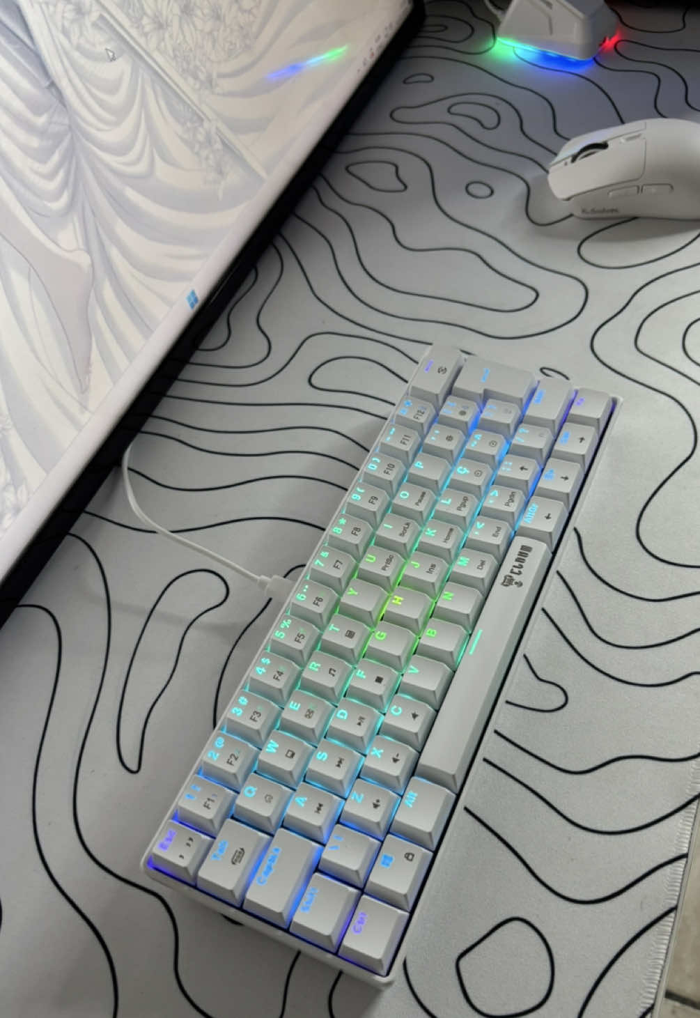Teclado mecânico 60% snow walker V2 switch vermelho. Quer ganhar desconto? Acompanha a live todos os dias. #tecladomecanico #tecladobranco #setup #setupbranco #setupgamer 