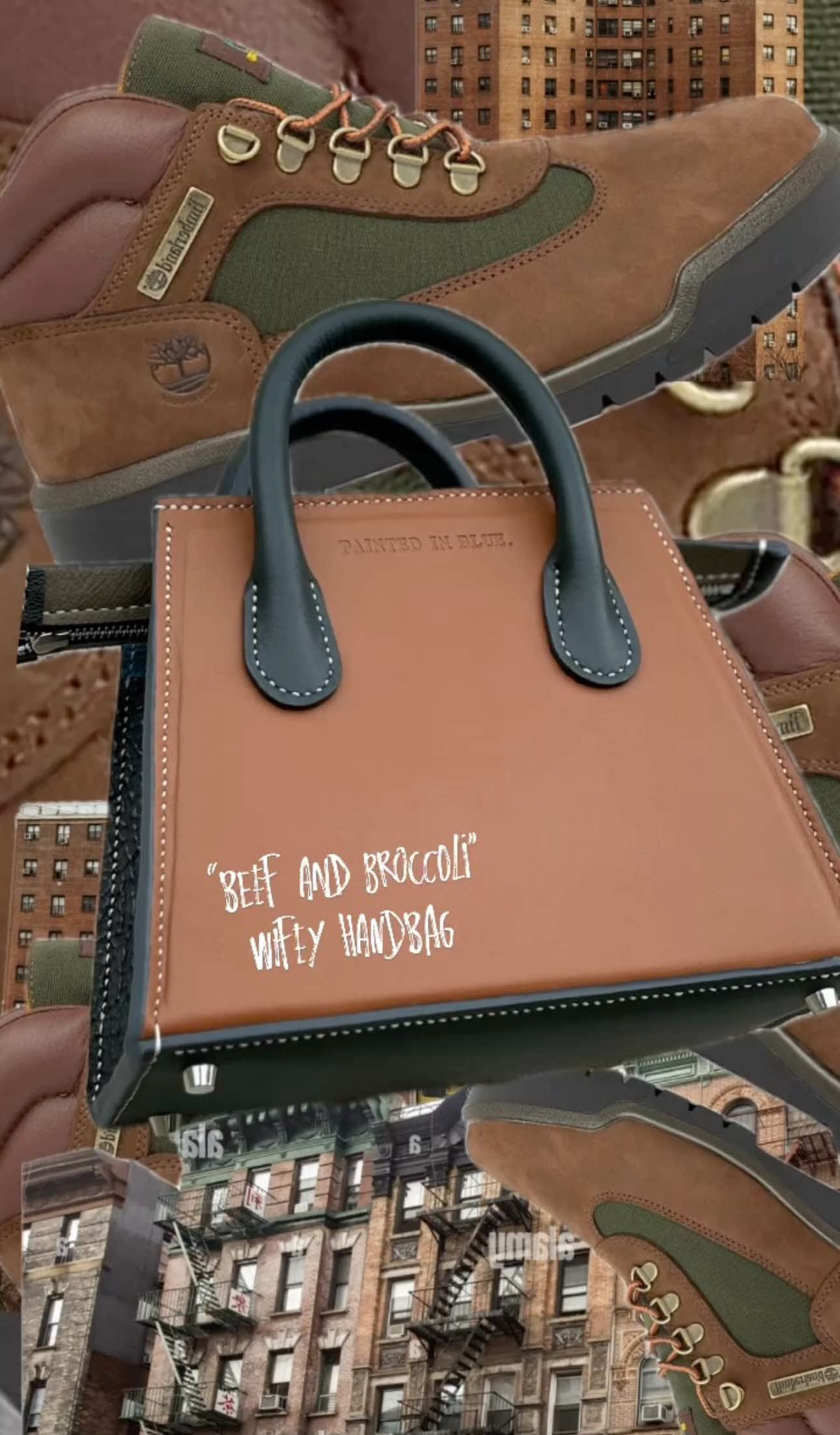 A bubble north face (BLACK! Only, respectfully), a fresh pair of beef & broccoli’s and some lipgloss 🤌🏽…..that’s the woman who deserves this wifey handbag 🏙️🗽.  • • #beefandbroccoli #handstitchedleather 