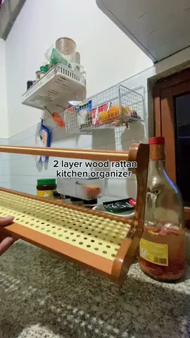 Two layers rattan wood kitchen organizer, perfect for your kitchen! @HIGHLIGHT #kitchen #organizer 