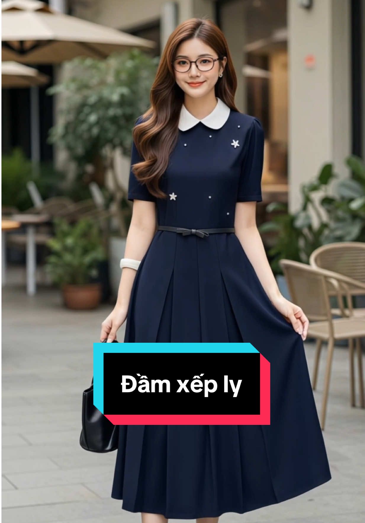 Đầm midi xếp ly, cổ sơ mi sen, thân đính đá nhỏ tinh tế duyên dáng #damcongso #damditiec #damxeply #damsomi #lalacloset 